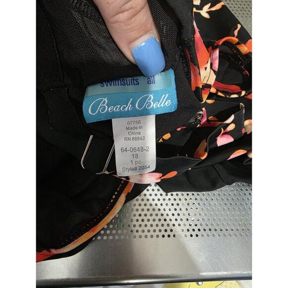 Swimsuits All Beach Belle Black Floral Modest Swim Top Padded Women's Size 18 - Picture 5 of 5